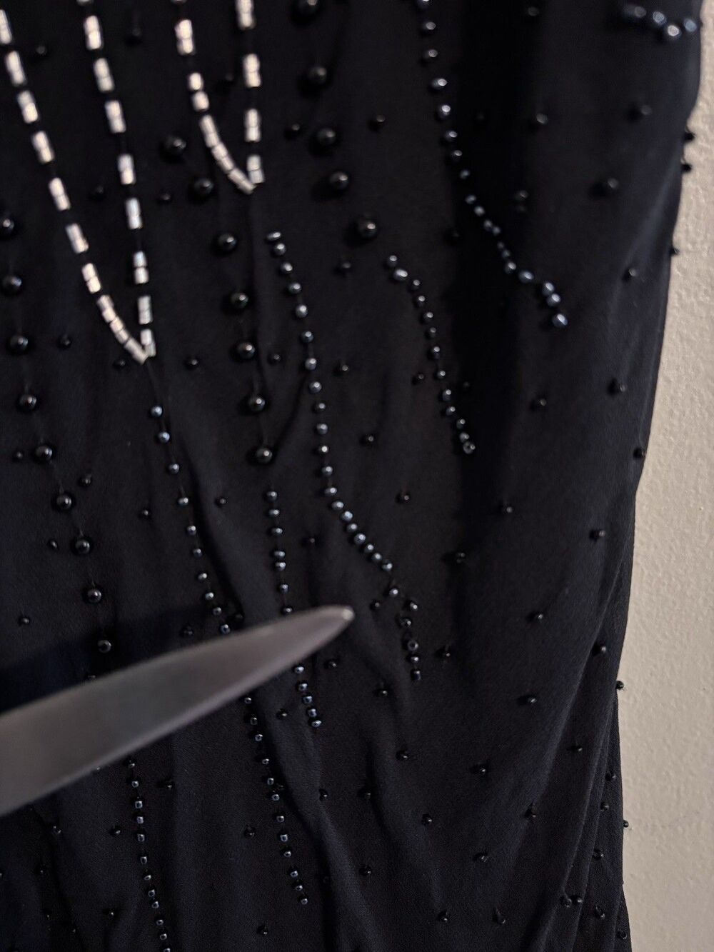 VTG Y2K Cache Silk Maxi Dress Sz 8 Beaded Embroidered Floral Whimsy Fairy Goth - Picture 8 of 16